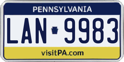 PA license plate LAN9983