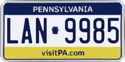 PA license plate LAN9985