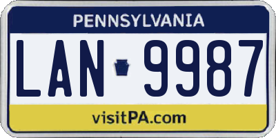 PA license plate LAN9987