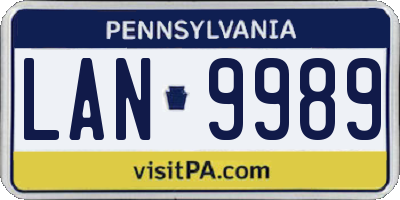 PA license plate LAN9989