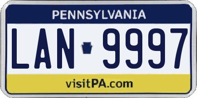 PA license plate LAN9997