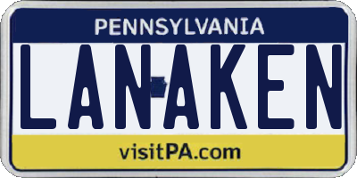 PA license plate LANAKEN