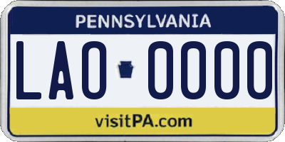 PA license plate LAO0000