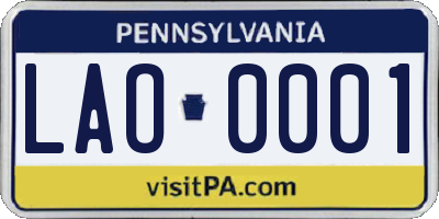 PA license plate LAO0001