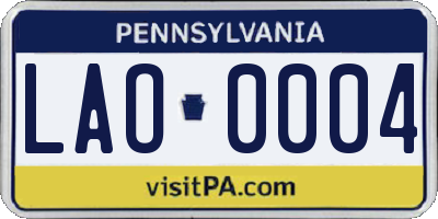 PA license plate LAO0004