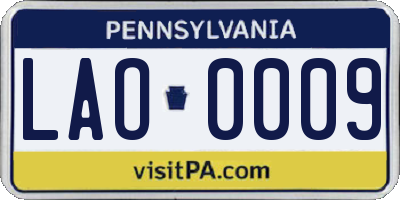 PA license plate LAO0009