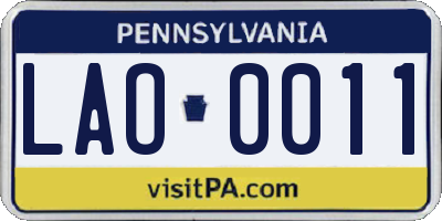 PA license plate LAO0011