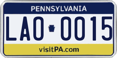 PA license plate LAO0015