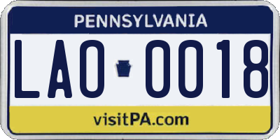 PA license plate LAO0018