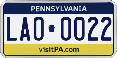 PA license plate LAO0022