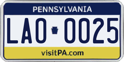 PA license plate LAO0025