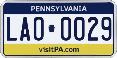 PA license plate LAO0029