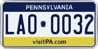 PA license plate LAO0032