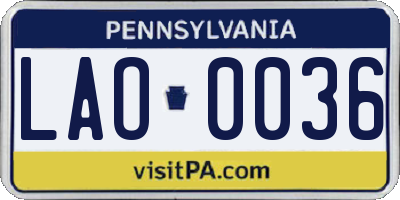 PA license plate LAO0036
