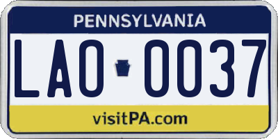 PA license plate LAO0037