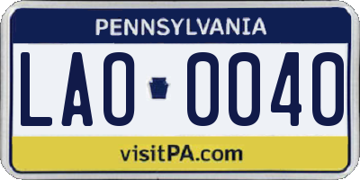 PA license plate LAO0040