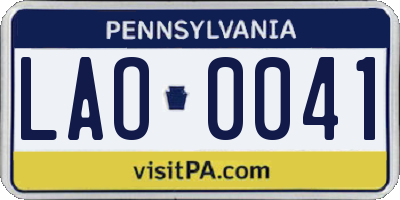 PA license plate LAO0041