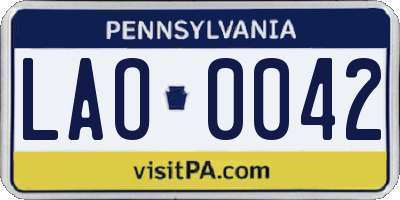 PA license plate LAO0042