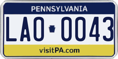 PA license plate LAO0043