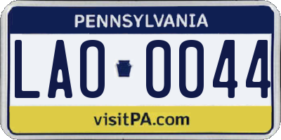 PA license plate LAO0044