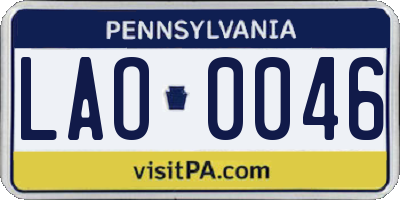 PA license plate LAO0046