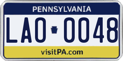 PA license plate LAO0048