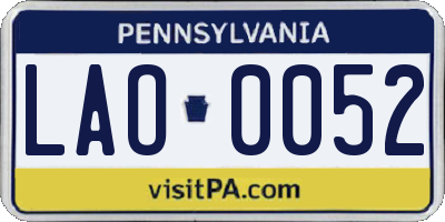 PA license plate LAO0052