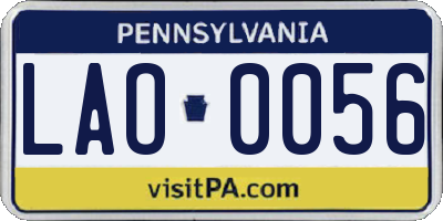 PA license plate LAO0056