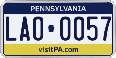 PA license plate LAO0057