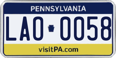 PA license plate LAO0058