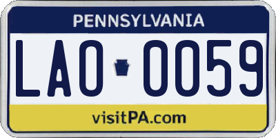 PA license plate LAO0059