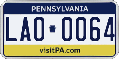PA license plate LAO0064