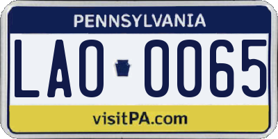PA license plate LAO0065