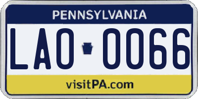 PA license plate LAO0066