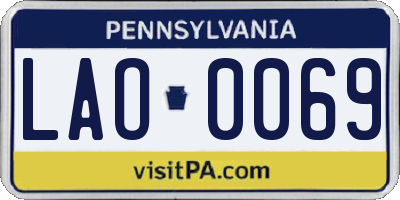 PA license plate LAO0069