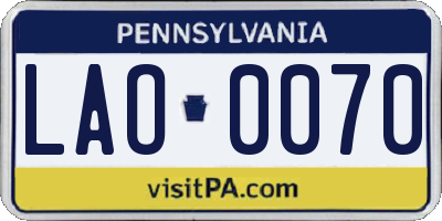 PA license plate LAO0070