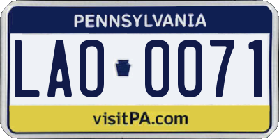 PA license plate LAO0071