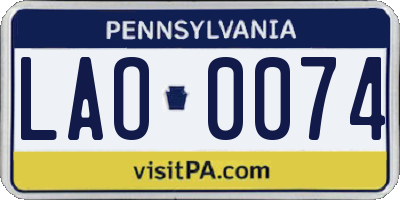 PA license plate LAO0074