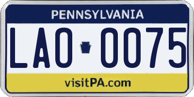 PA license plate LAO0075