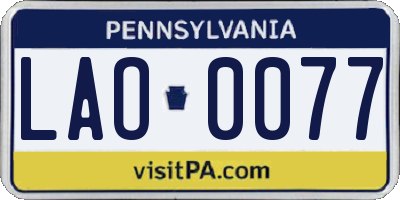 PA license plate LAO0077