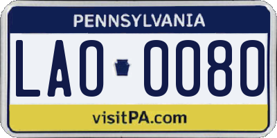 PA license plate LAO0080