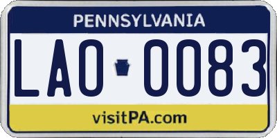 PA license plate LAO0083