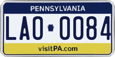 PA license plate LAO0084