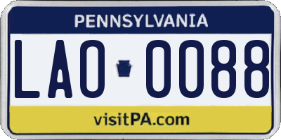 PA license plate LAO0088