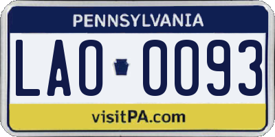PA license plate LAO0093