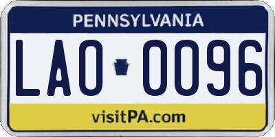 PA license plate LAO0096