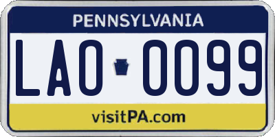 PA license plate LAO0099