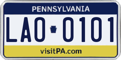PA license plate LAO0101