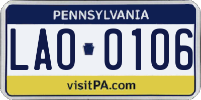 PA license plate LAO0106