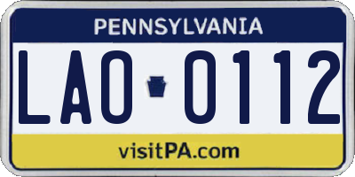 PA license plate LAO0112